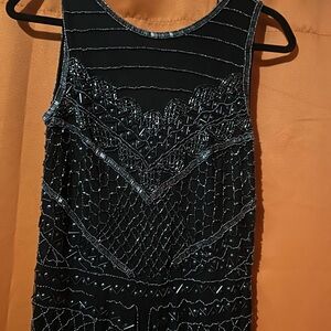 Pisarro Nights Black and Silver Beaded Dress full of sequins and embroidery